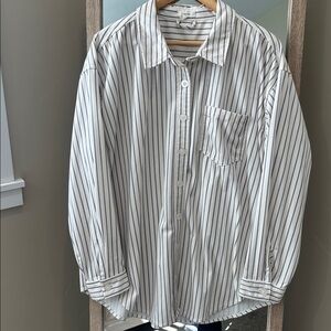 Maurices Black and White Striped textured Button Down Shirt